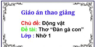 Giáo án thao giảng Chủ đề: Động vật Đề tài: Thơ Đàn gà con Giáo án thao giảng Chủ đề: Động vật Đề tài: Thơ Đàn gà con