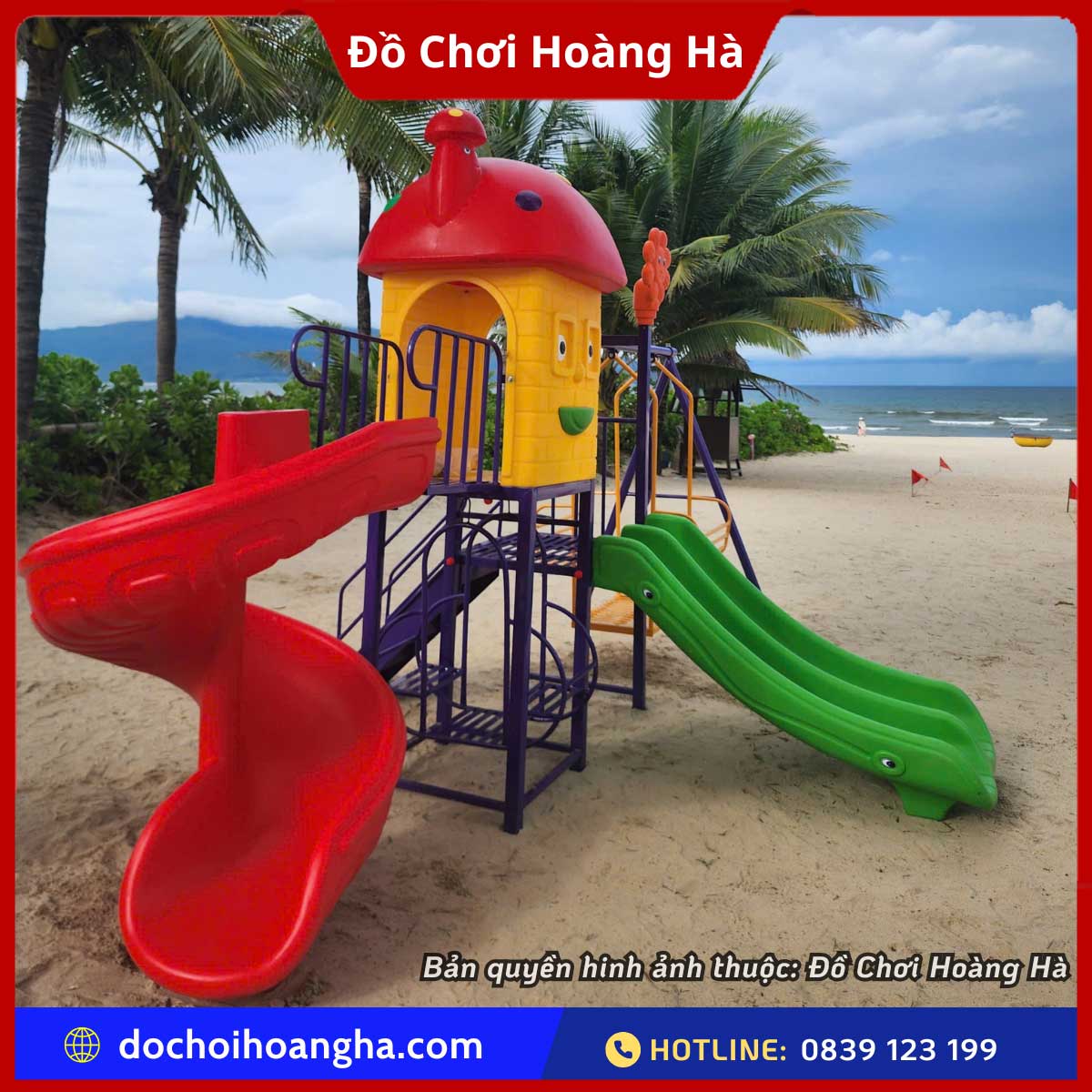 Hình ảnh lắp đặt bộ cầu trượt ngoài trời loại lớn