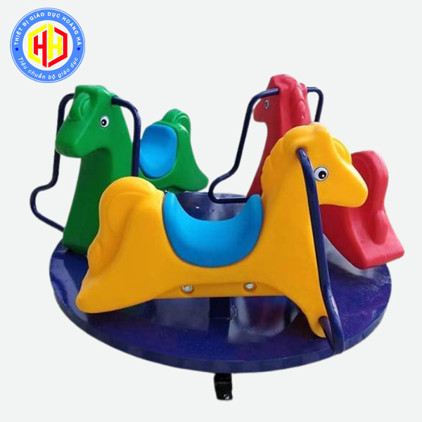 Đu Quay 3 Con Ngựa Nhập Khẩu Cho Sân Chơi Mầm Non
